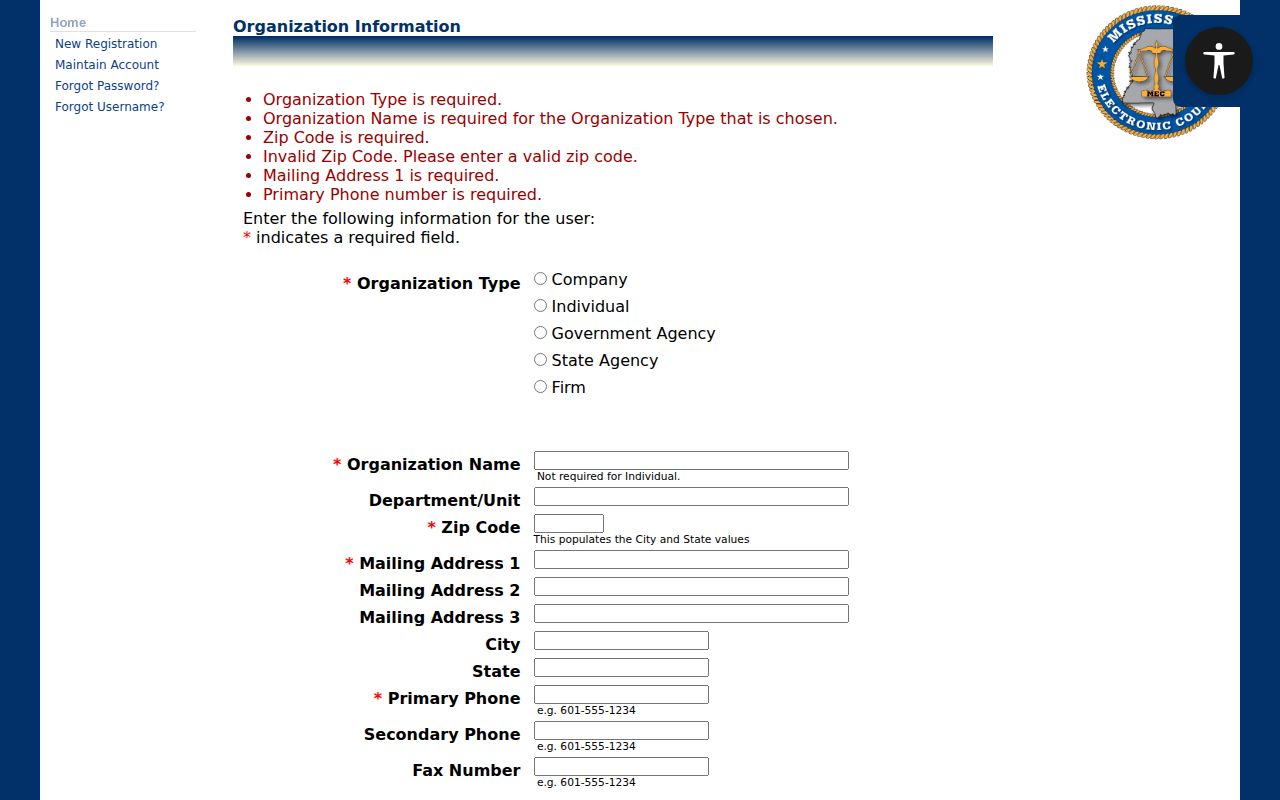 Newton County case search PAMEC organization information form