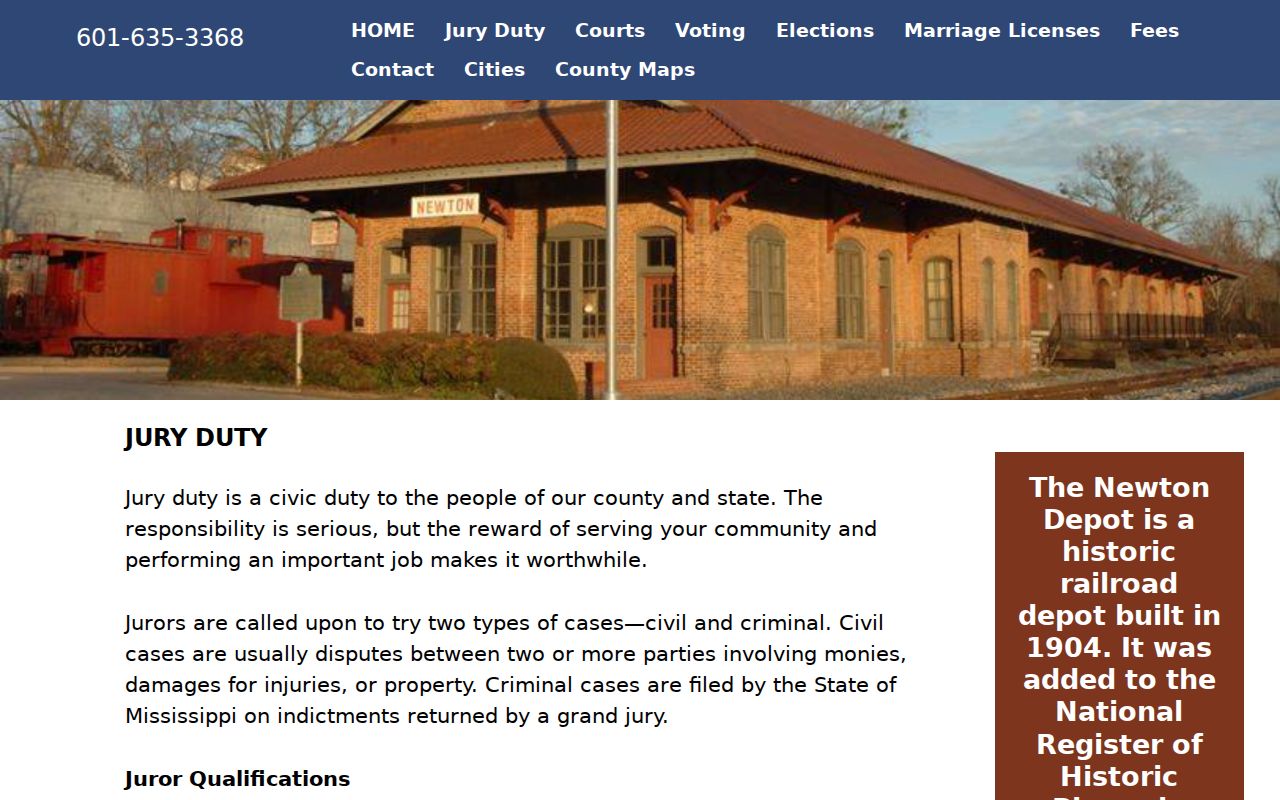 Newton County court calendar Circuit Clerk jury information