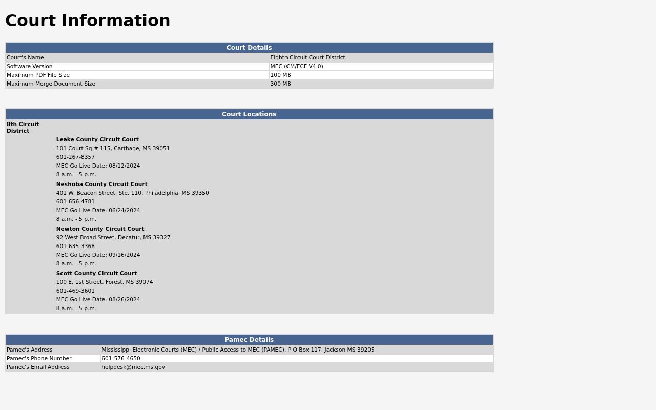 Newton County criminal docket Eighth Circuit MEC Court Information