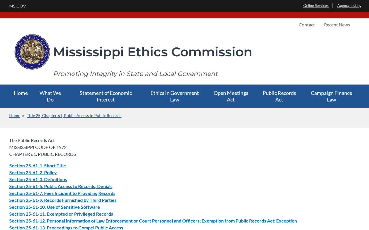 Newton County court docket Mississippi public records access law