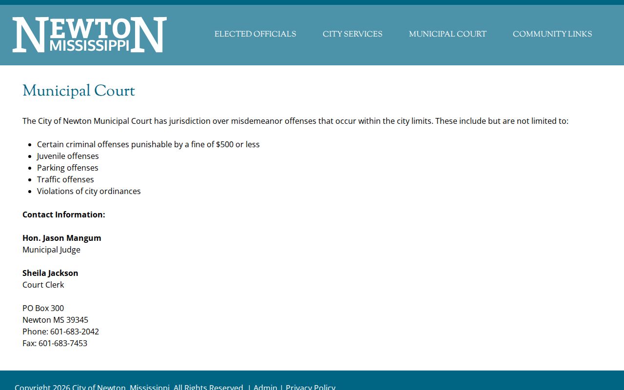 Newton court docket Municipal Court page
